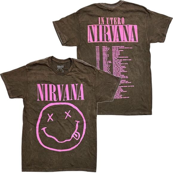 NIRVANA Other - Nirvana T-Shirt Concert Tour In Utero Daze Smile Distressed Vintage Wash Tee